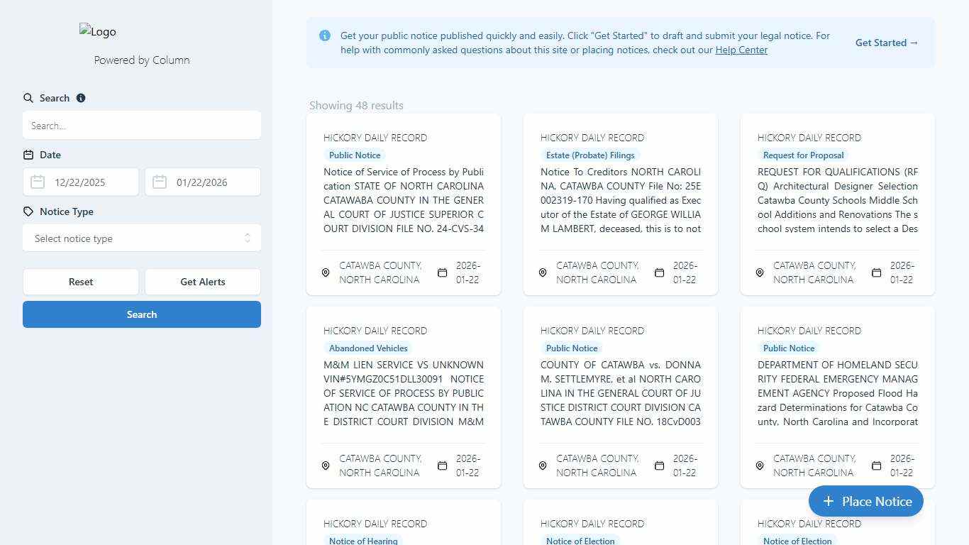 Public Notices Hickory Daily Record